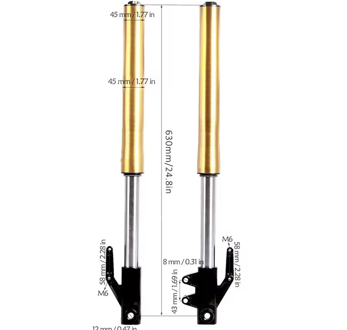 Razor Mx650/500 front fork upgrade (630mm)